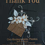 18,000 Count Black, 10" W x 6" D x 18" H, Oxo Biodegradable, Plastic Shopping Bags, Thank You Printed