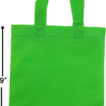50 Small, 9" W x 9" H, Green, Non Woven Party Favors/Goodie Bags with Handles