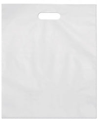 Die-Cut-Handle-White-Size: 20" W x 20" + 5" D (Bottom Gusset)-Plastic-Shopping-Bags-250-Per-Case
