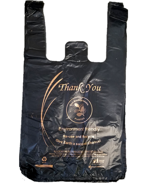 Small Oxo-Biodegradable Black Plastic Shopping Bags