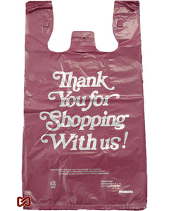 Small Maroon Thank You Printed Plastic Shopping Bags, 1,000 Bags / Box