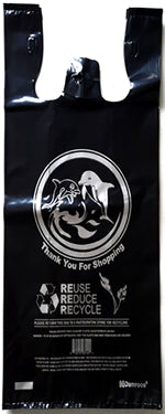 Reusable 3 MIL 2 Bottle Black Dolphin Printed Bags-300 Bags / Box