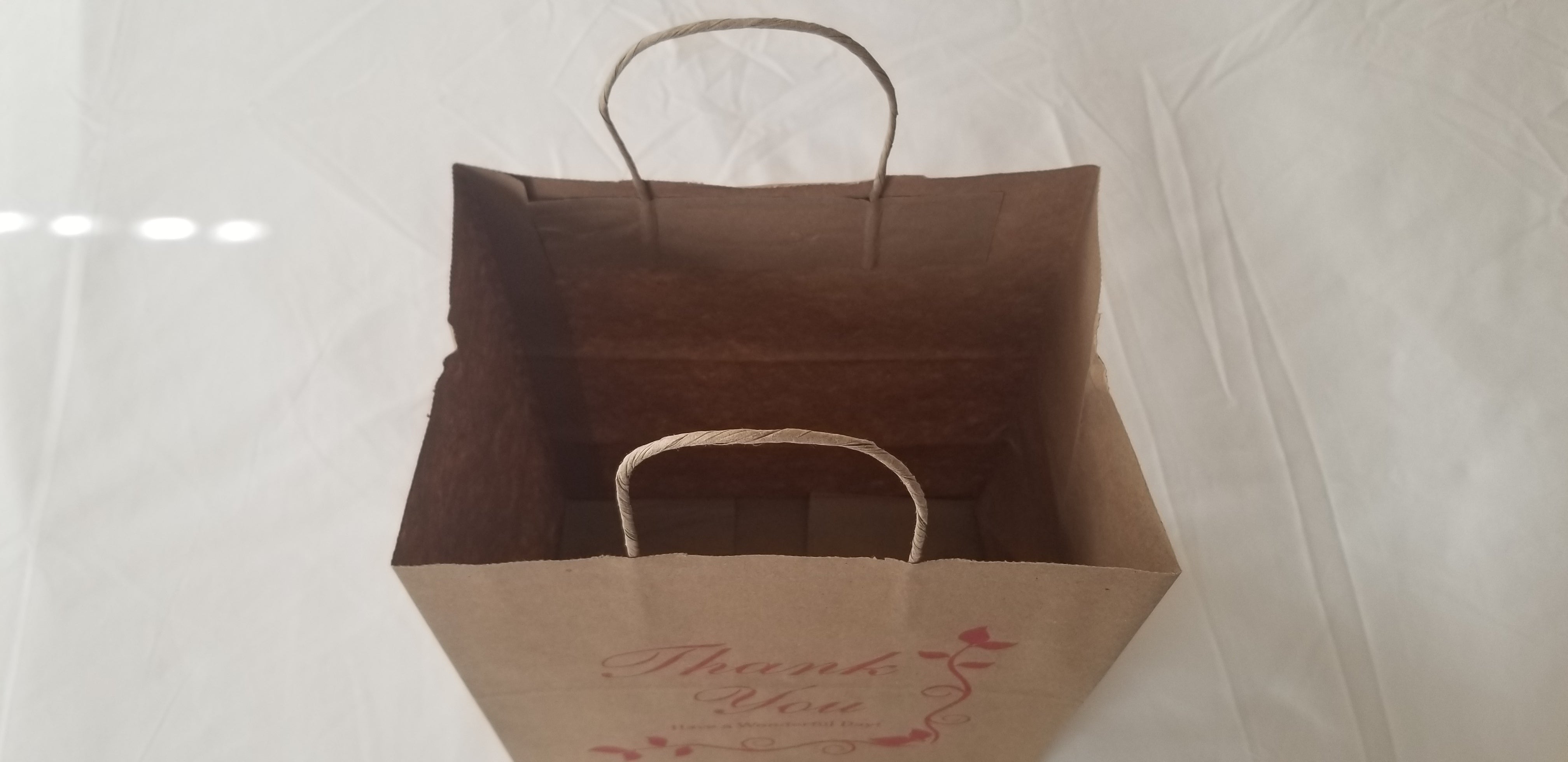 250 Heavy Paper Bags with Twisted Handles, Thank You printed in red color