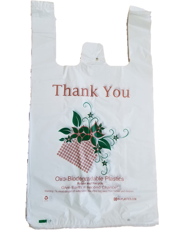 White Oxo Biodegradable Plastic Shopping Bags - 1,000 Bags / Box