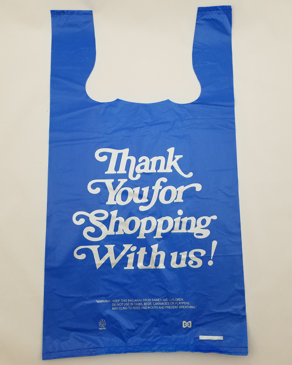 Small Blue Thank You Printed Plastic Shopping Bags 1000 Bags