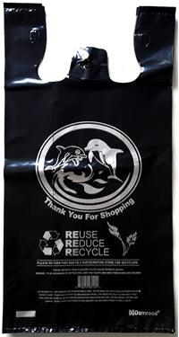 Reusable Heavy-Duty Plastic-Black-Shopping Bags