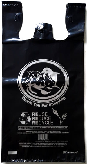 Reusable Heavy-Duty Plastic-Black-Shopping Bags