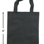50 Small, 9" W x 9" H, Black, Non Woven Party Favors/Goodie Bags with Handles