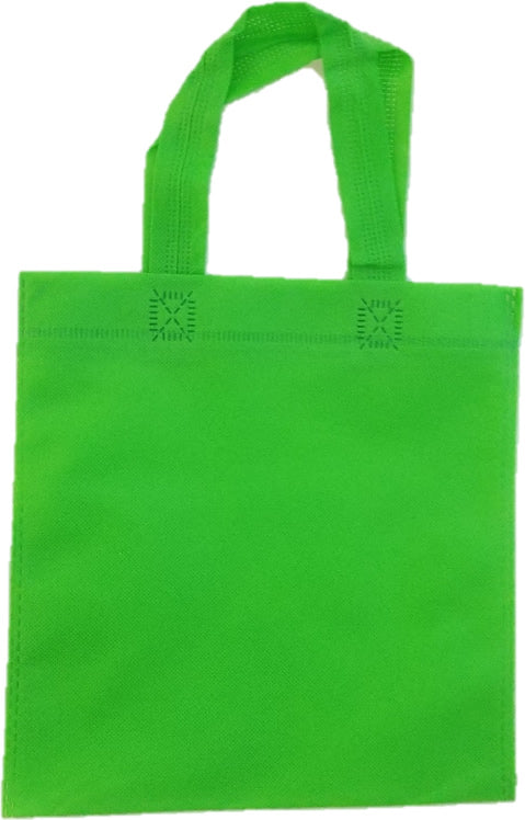 50 Small, 9" W x 9" H, Green, Non-Woven Party Favors/Goodie Bags with Handles