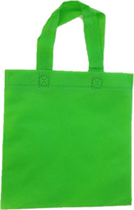 50 Small, 9" W x 9" H, Green, Non-Woven Party Favors/Goodie Bags with Handles
