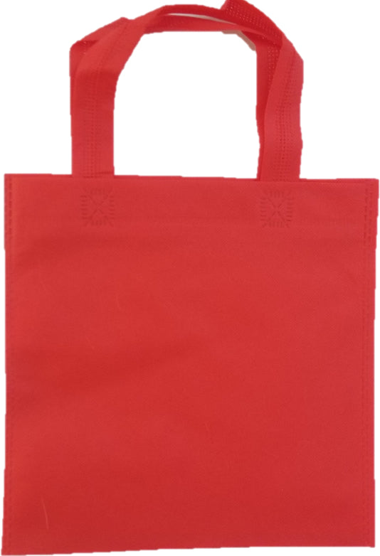 50 Small, 9" W x 9" H, Red, Non Woven Party Favors/Goodie Bags with handles