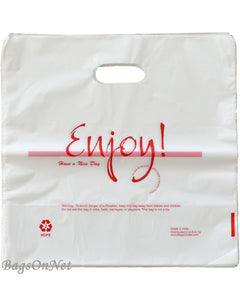 Die-Cut-Handle-Restaurant-Take-Out-Small-Bags-Size: 12" W x 12" + 6" D (Bottom Gusset)-1000-Per-Case