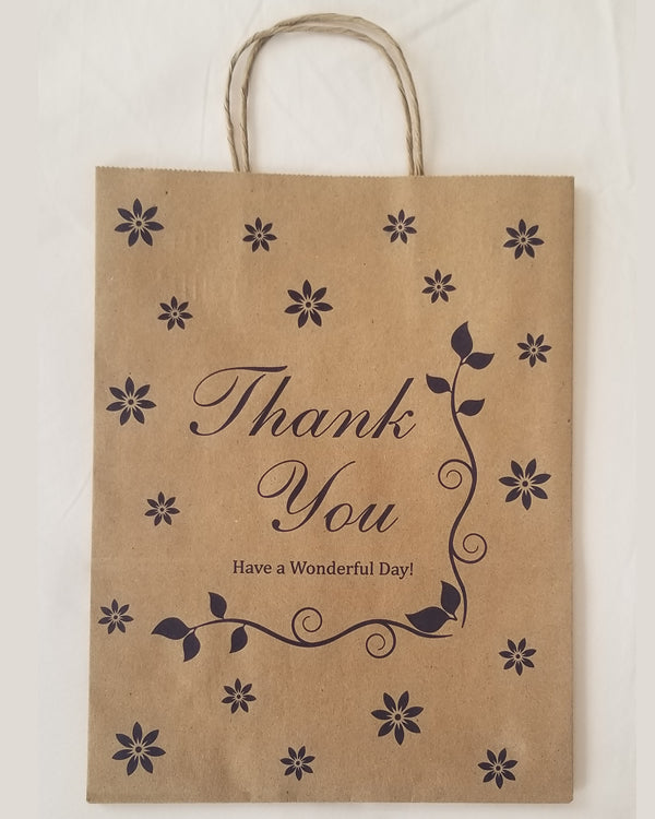 250 Heavy Paper Bags with Twisted Handles, Thank You printed in blue color