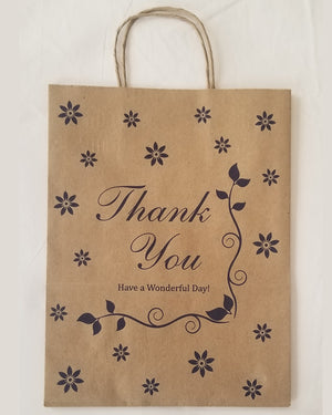 250 Heavy Paper Bags with Twisted Handles, Thank You printed in blue color