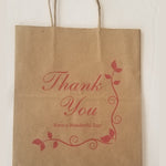250 Heavy Paper Bags with Twisted Handles, Thank You printed in red color